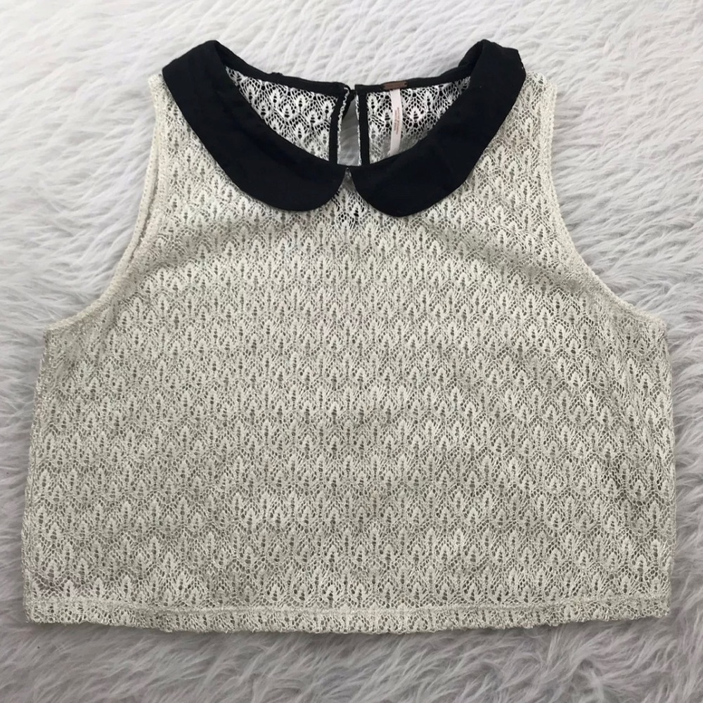 Free People Peek-A-Boo Collared Sleeveless Top
